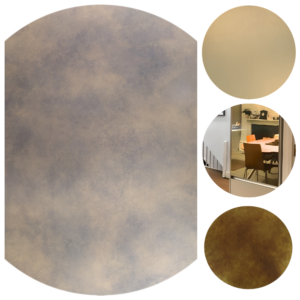 Collage of brass plaque finishes including antique patina, aged, satin brushed, and mirror polished brass, showing variations in tone and style