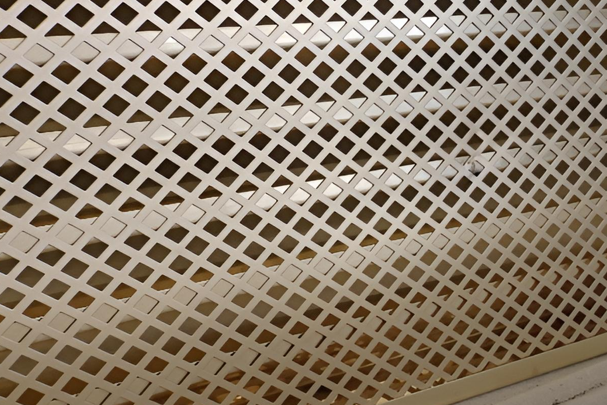 Perforated decorative metal sheets, laser-cut brass sheet with diamond pattern
