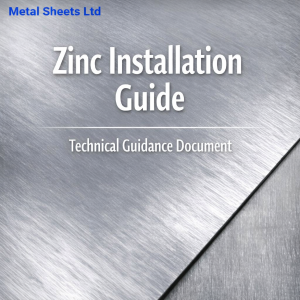 Zinc Installation Guide technical document cover by Metal Sheets Ltd